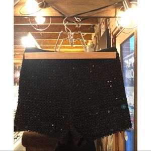 Black sequin high waist shorts